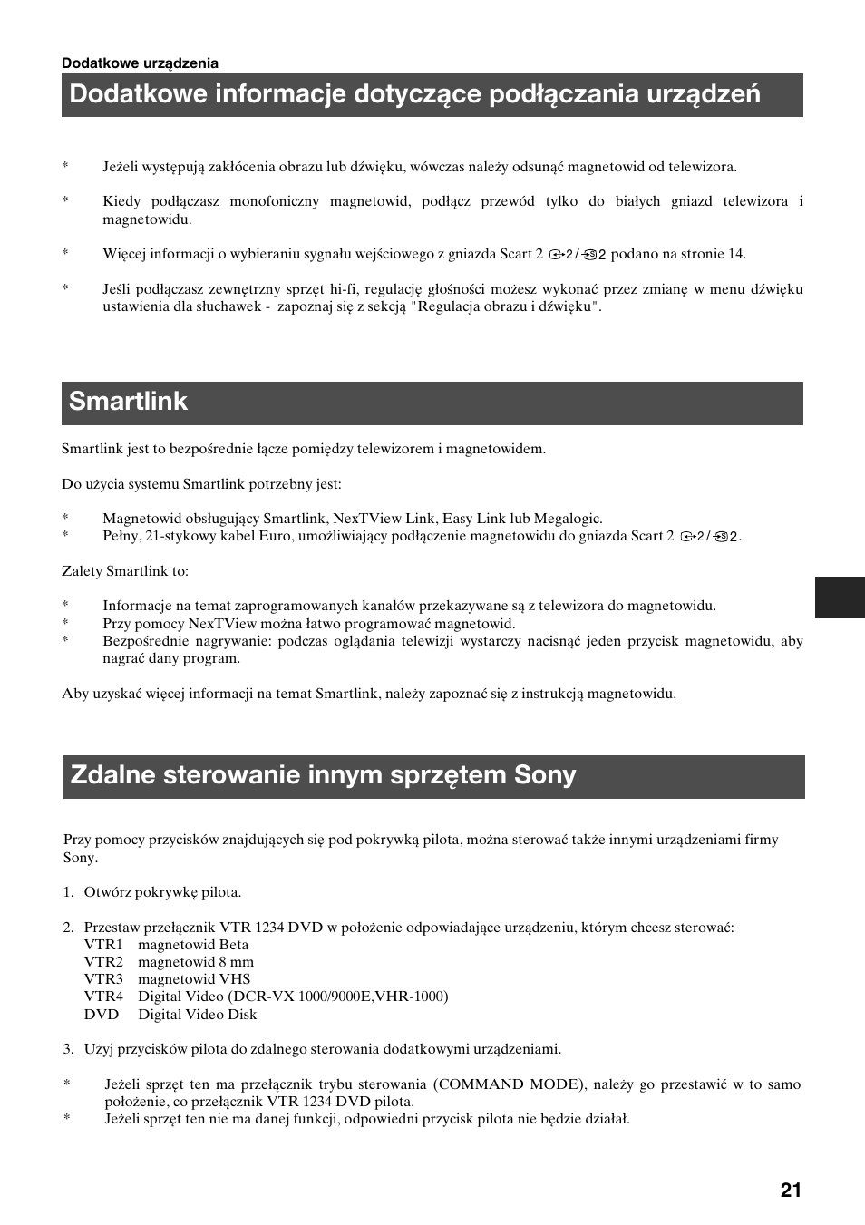 Smartlink, Zdalne sterowanie innym sprzętem sony | Sony KV-29FQ65K User Manual | Page 51 / 160