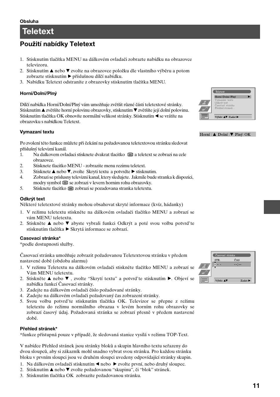 Teletext, Použití nabídky teletext | Sony KV-29FQ65K User Manual | Page 67 / 160