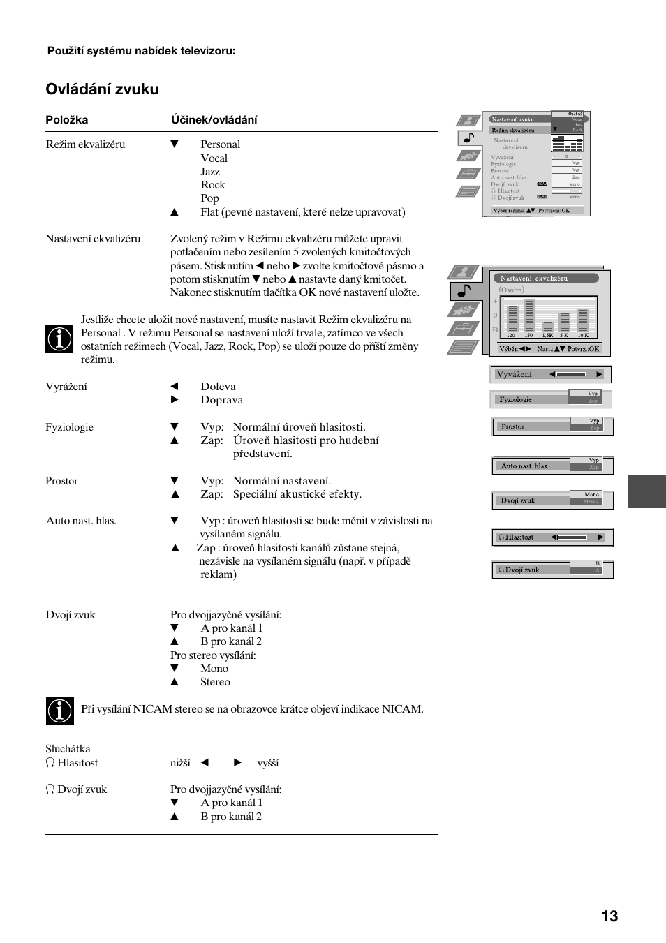 13 ovládání zvuku | Sony KV-29FQ65K User Manual | Page 69 / 160