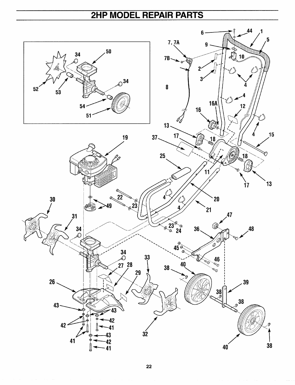 2hp model repair parts | Troy-Bilt 12159 User Manual | Page 22 / 24