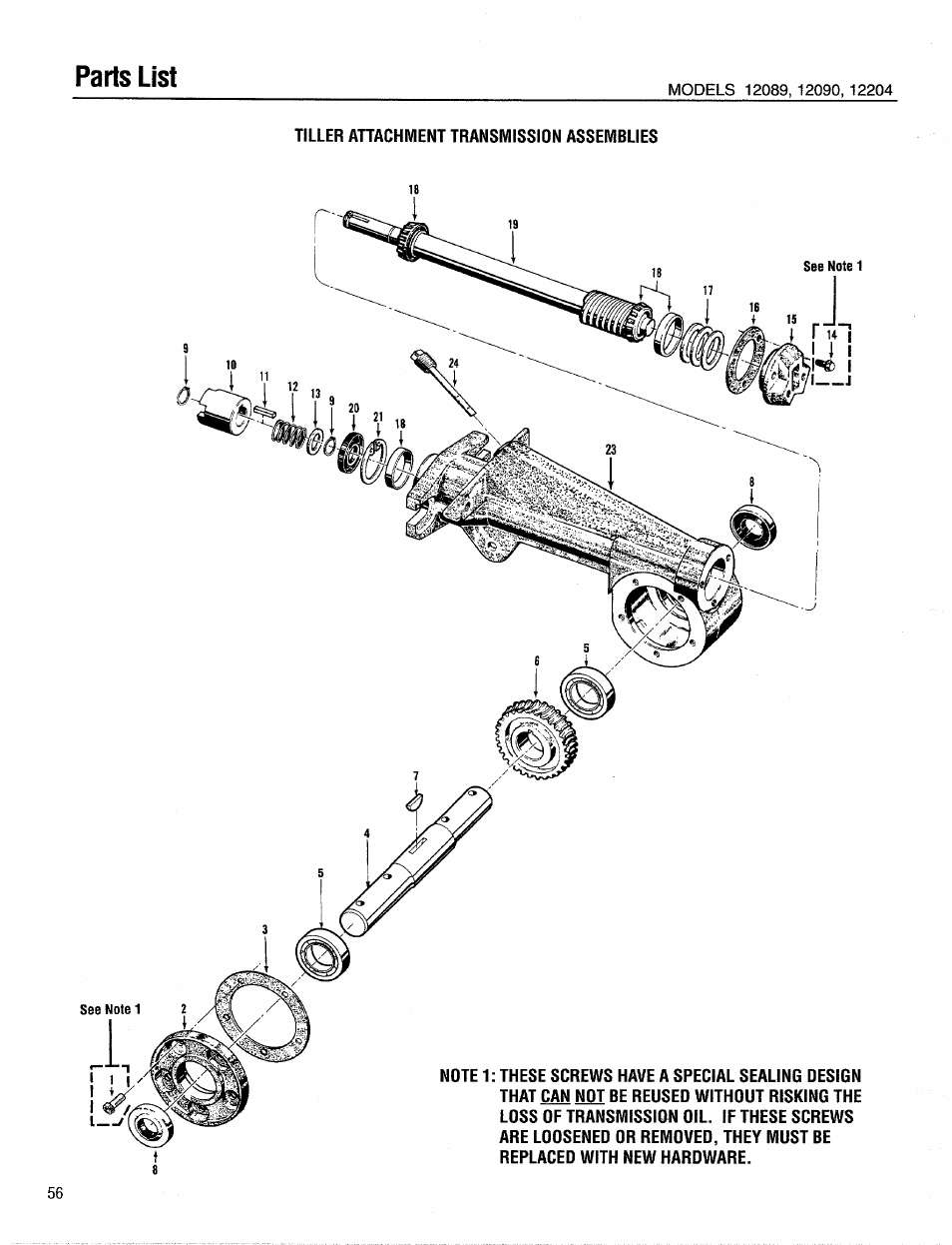 Parts list | Troy-Bilt 12204-10HP User Manual | Page 56 / 64