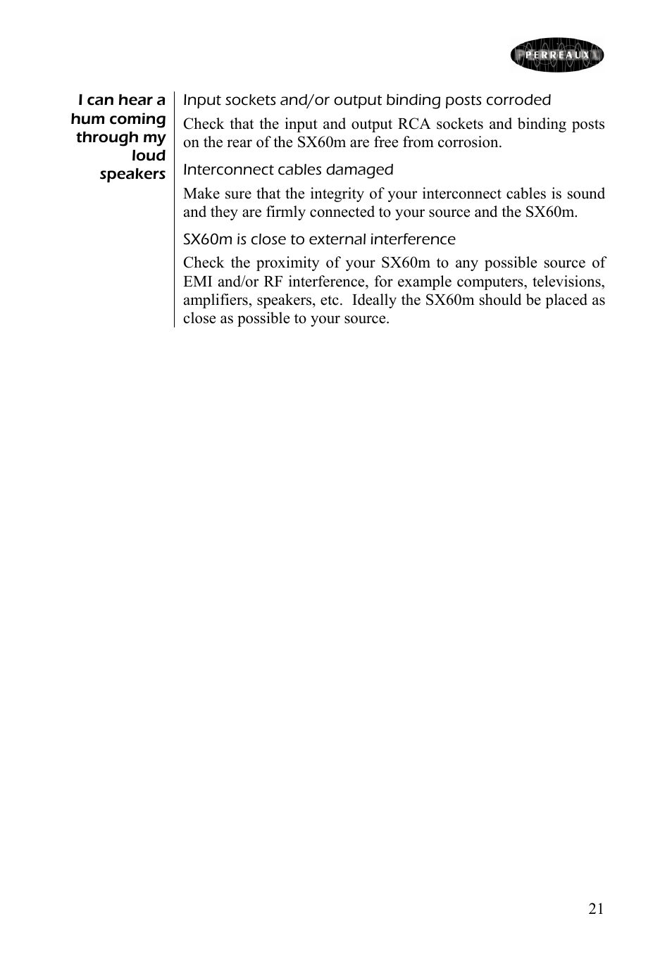 Perreaux SX60m User Manual | Page 22 / 28