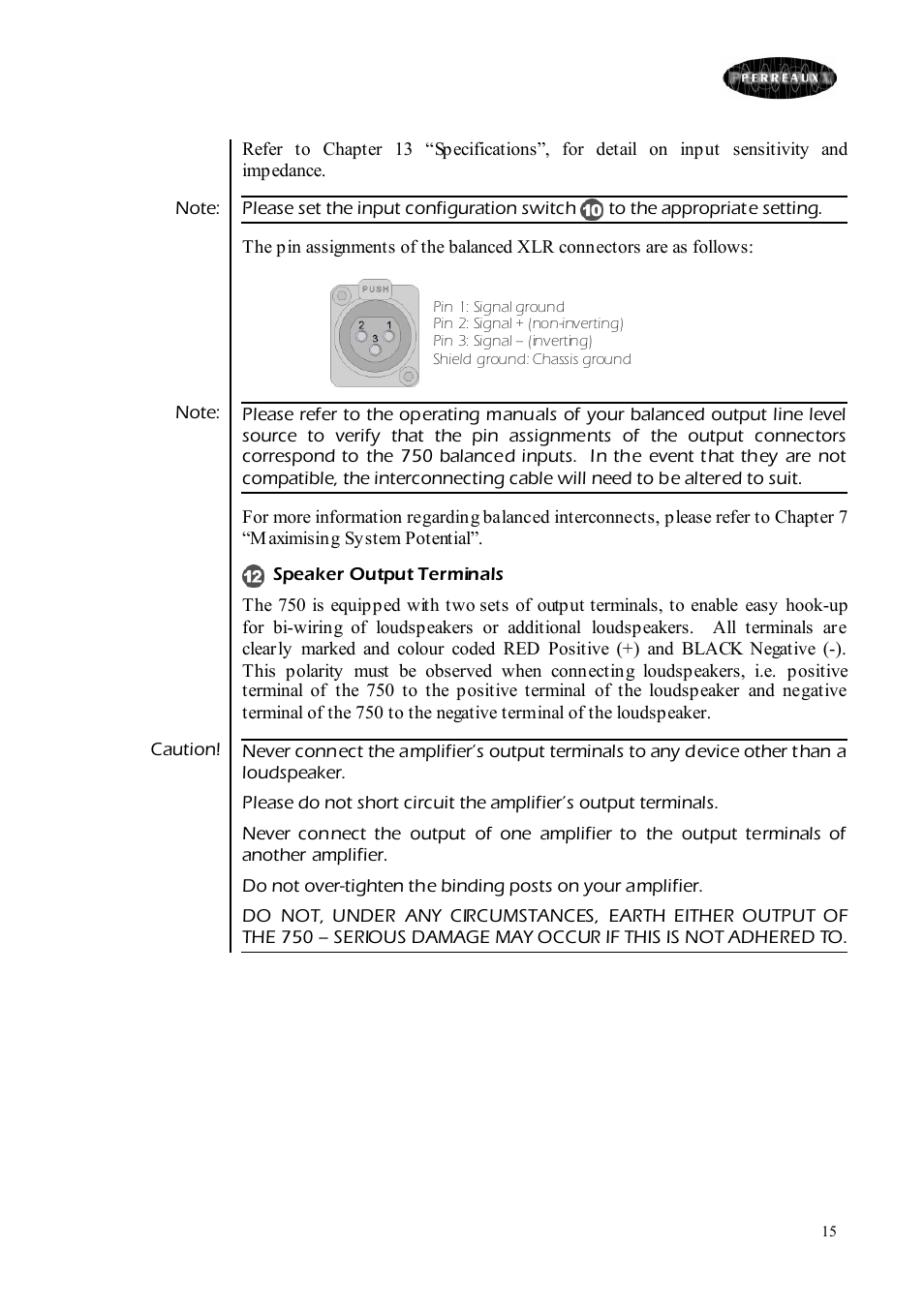 Perreaux 750 User Manual | Page 15 / 38