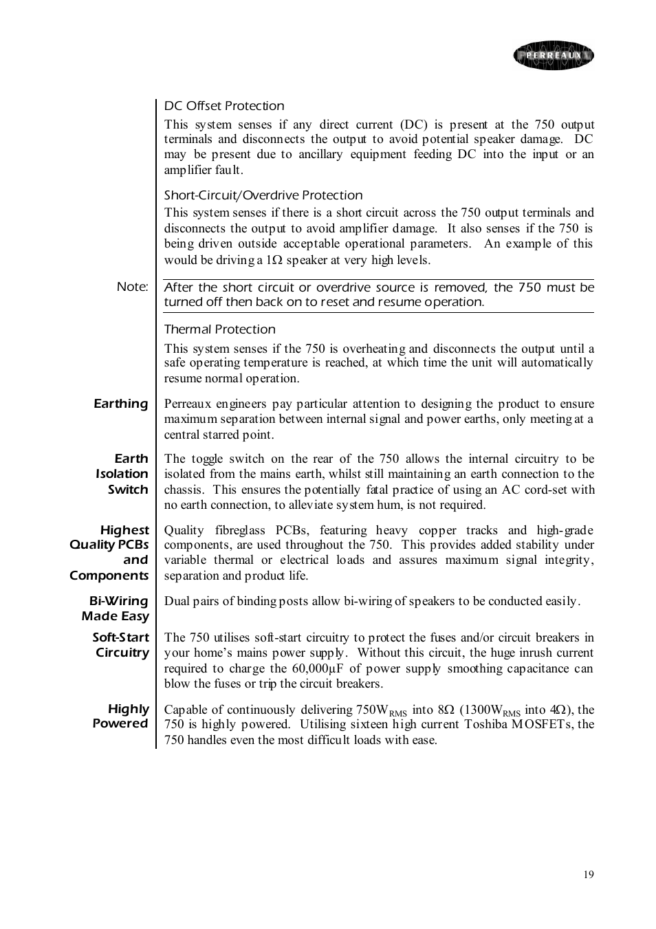 Perreaux 750 User Manual | Page 19 / 38