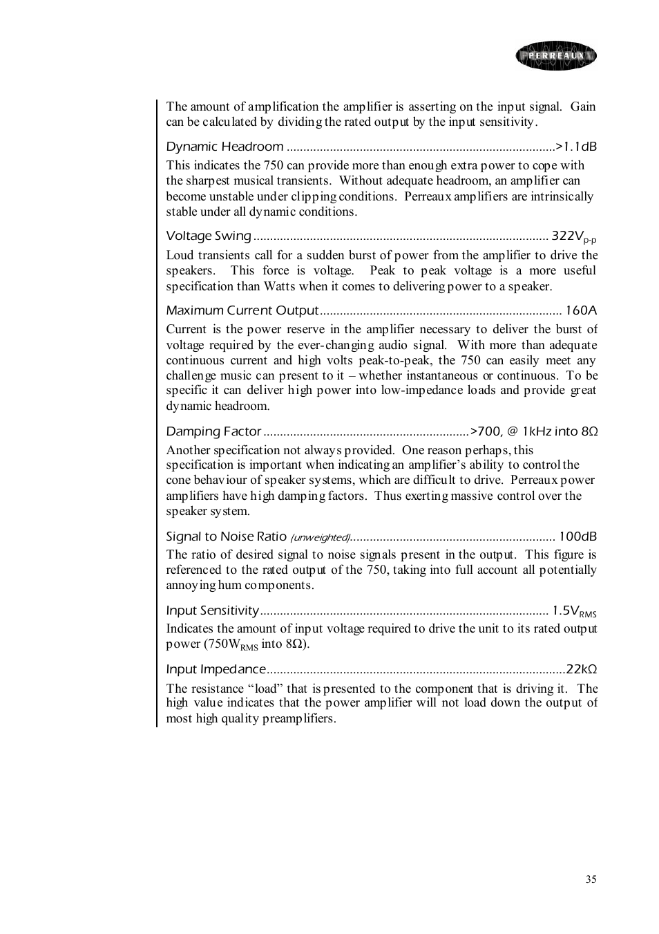 Perreaux 750 User Manual | Page 35 / 38