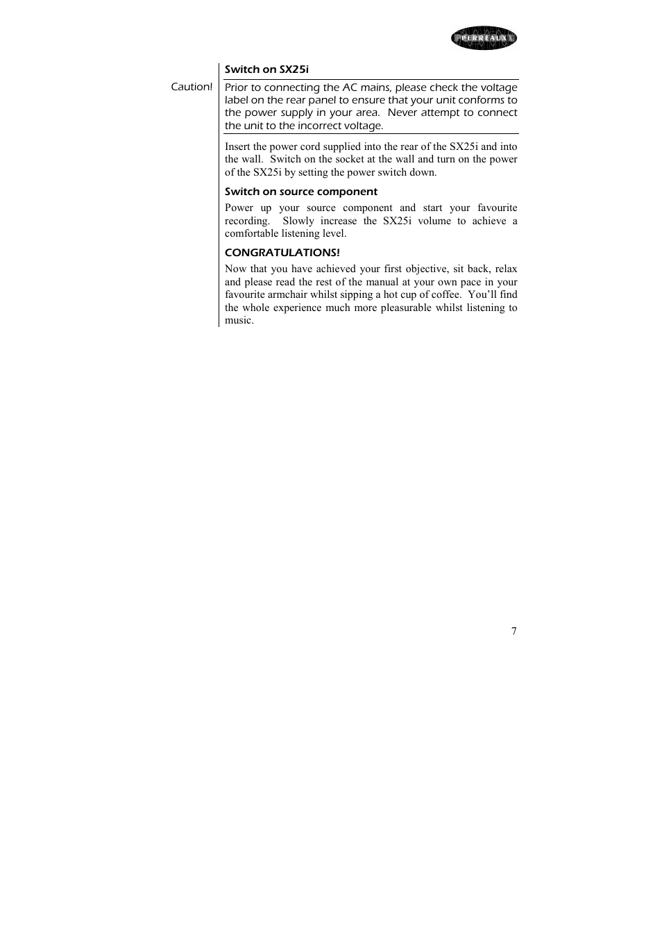 Perreaux 25W Integrated Amplifier SX25i User Manual | Page 8 / 26