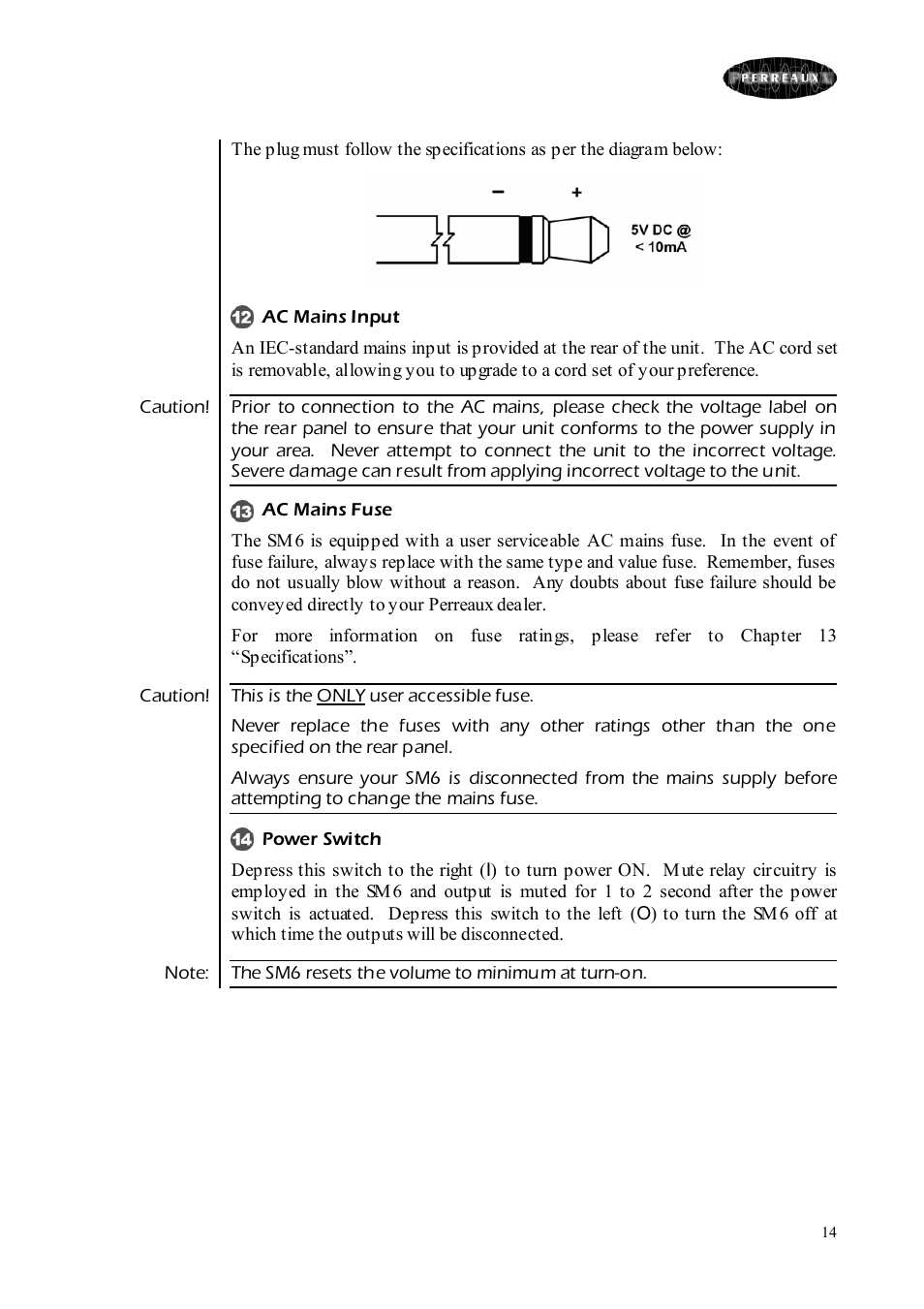 Perreaux SM6 MKII User Manual | Page 14 / 37
