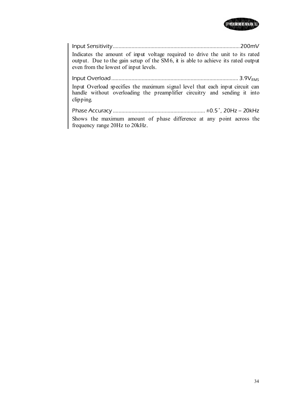 Perreaux SM6 MKII User Manual | Page 34 / 37