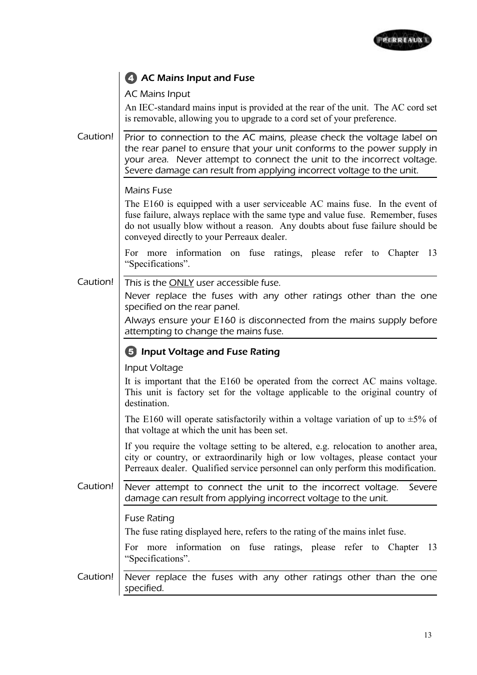 Perreaux E160 User Manual | Page 14 / 38