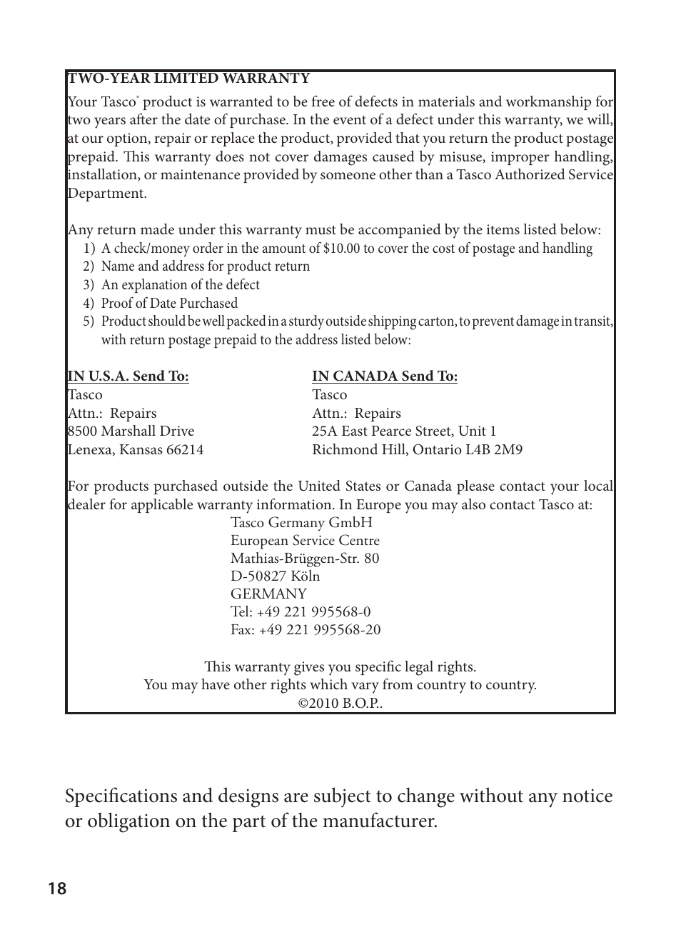 Tasco Digital Trail Camera 119223C User Manual | Page 18 / 20