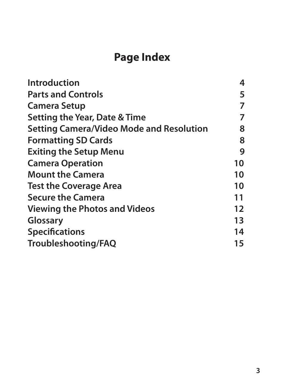 Page index | Tasco Digital Trail Camera 119223C User Manual | Page 3 / 20