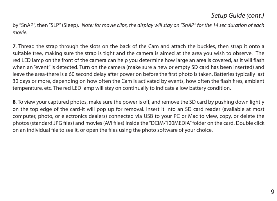 Tasco Digital Trail Camera  119203C User Manual | Page 9 / 12