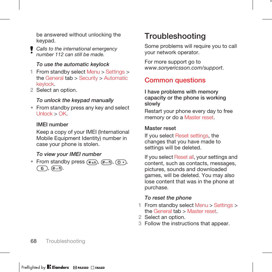 Troubleshooting, Common questions | Tannoy WALKMAN W715 User Manual | Page 68 / 88