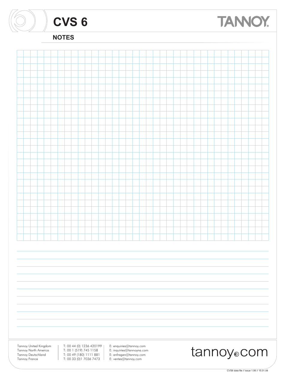 Cvs 6 | Tannoy CVS6 User Manual | Page 8 / 8