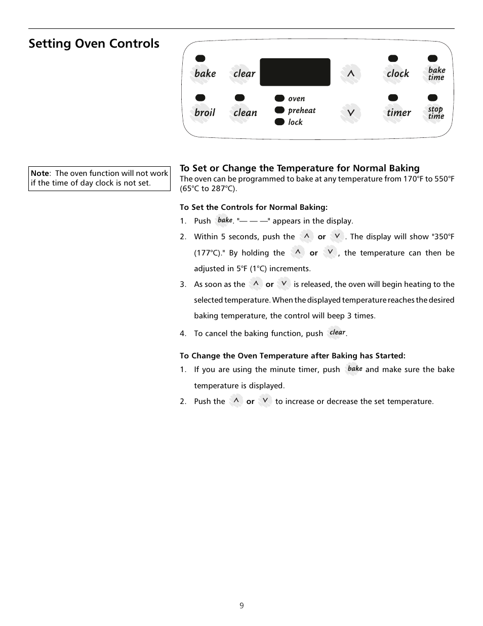 Setting oven controls, Setting oven controls -11 | Tappan Millennia 316000182 User Manual | Page 9 / 20