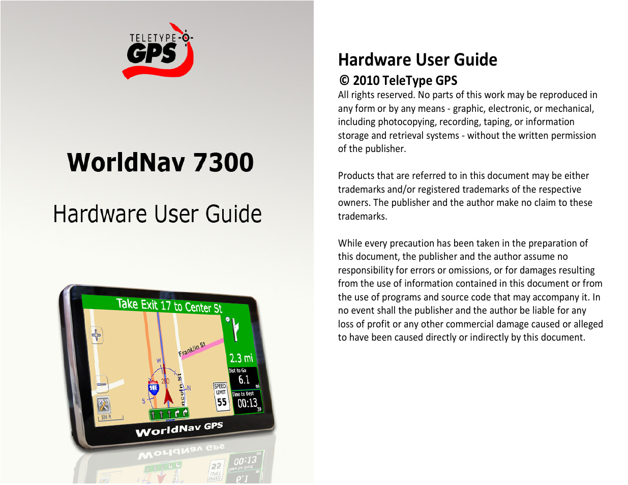 TeleType Company WORLDNAV 7300 User Manual | 16 pages