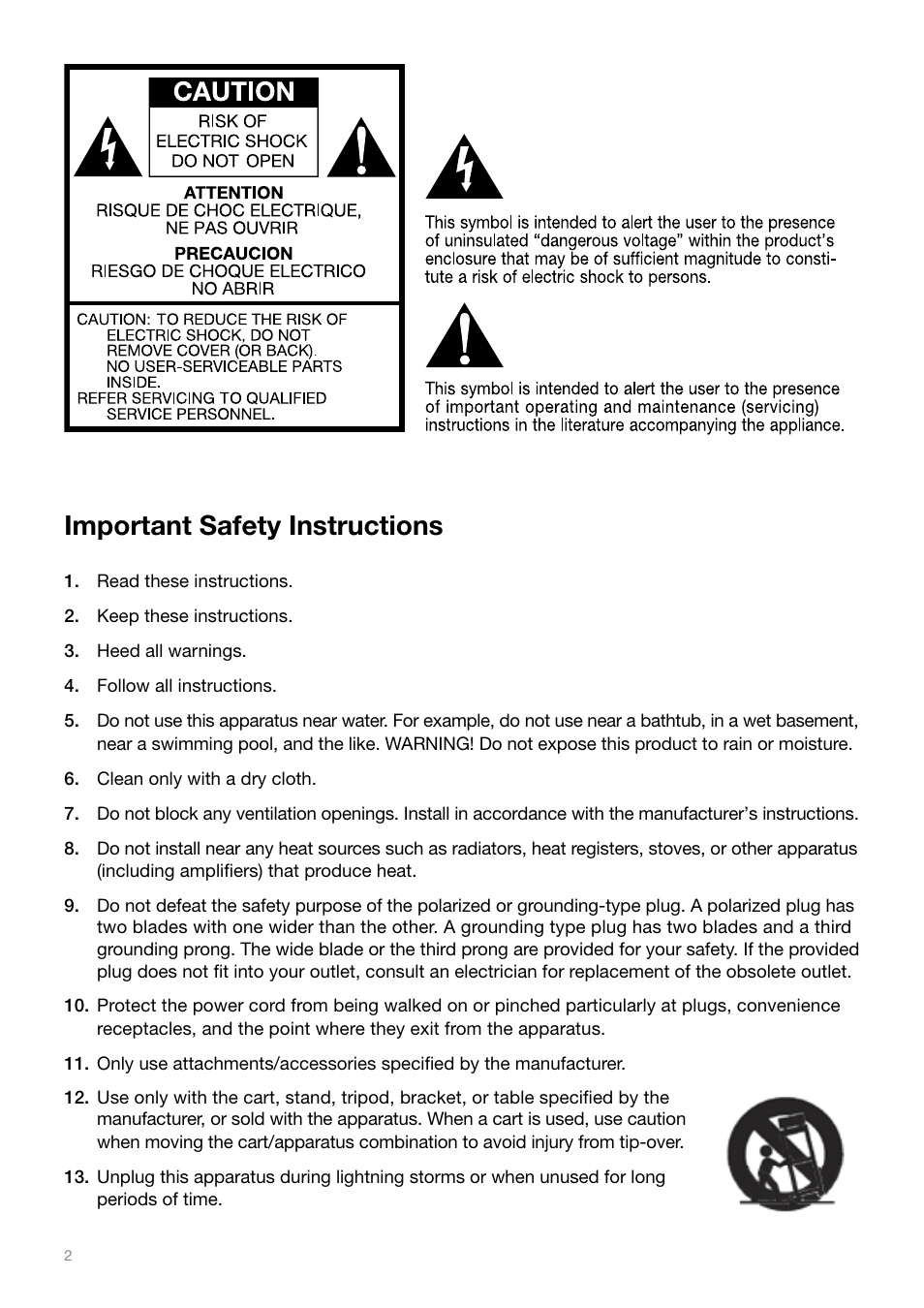 Important safety instructions | Tivoli Audio IYIYI User Manual | Page 2 / 56