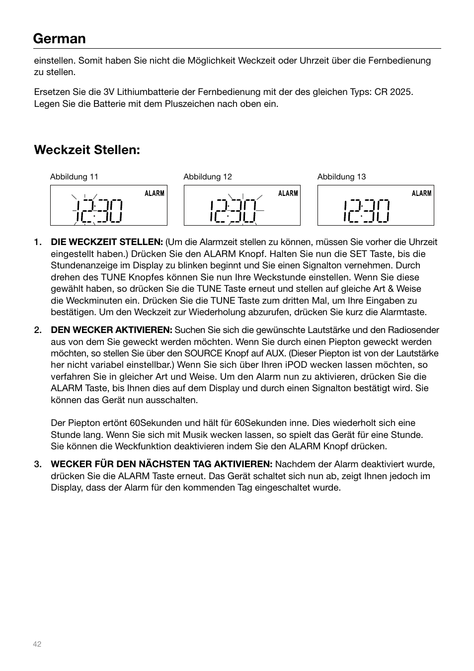 German, Weckzeit stellen | Tivoli Audio IYIYI User Manual | Page 42 / 56