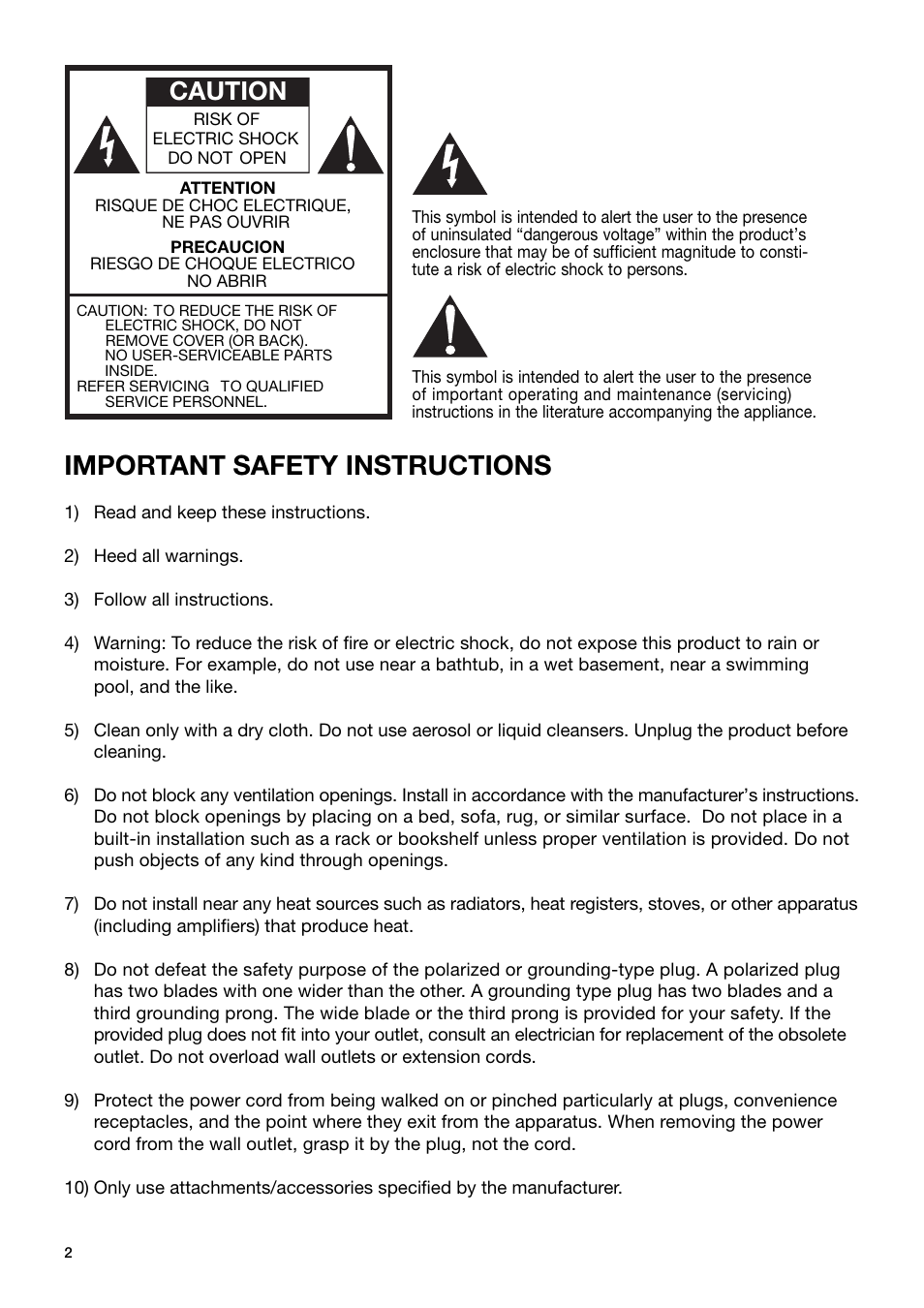 Important safety instructions, Caution | Tivoli Audio ISONGBOOK User Manual | Page 2 / 17