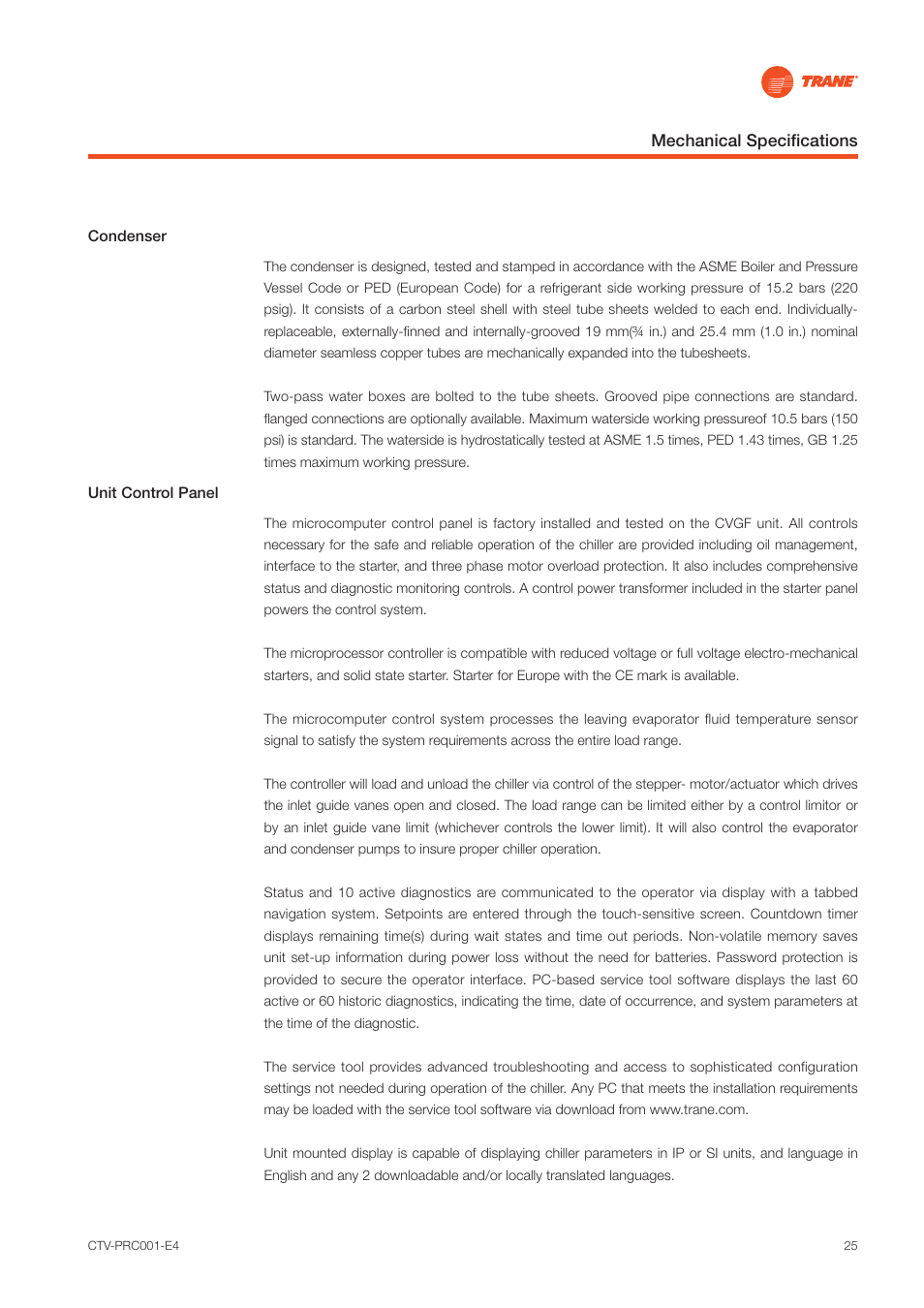 Trane Centrifugal Water Chillers CVGF User Manual | Page 25 / 28