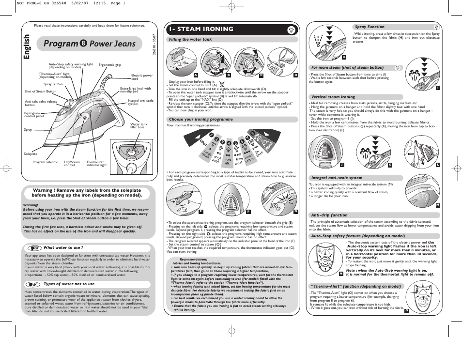 Groupe SEB USA - T-FAL FV9340 User Manual | 2 pages