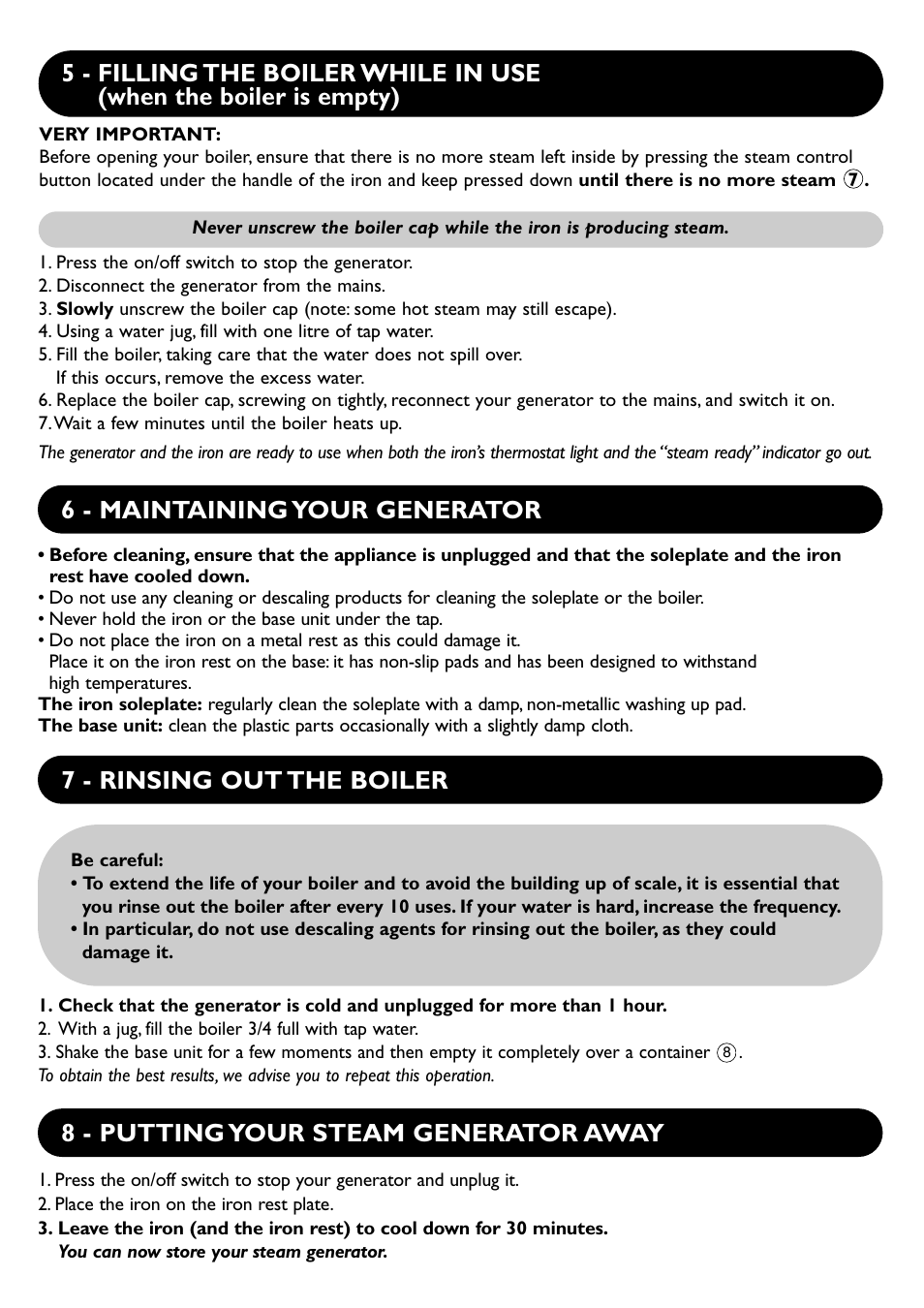 Groupe SEB USA - T-FAL Steam Generator 028043 User Manual | Page 6 / 8