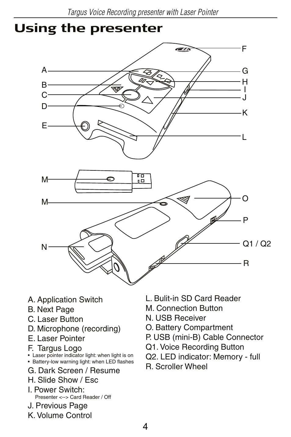 Using the presenter | Targus AMP05US User Manual | Page 4 / 10