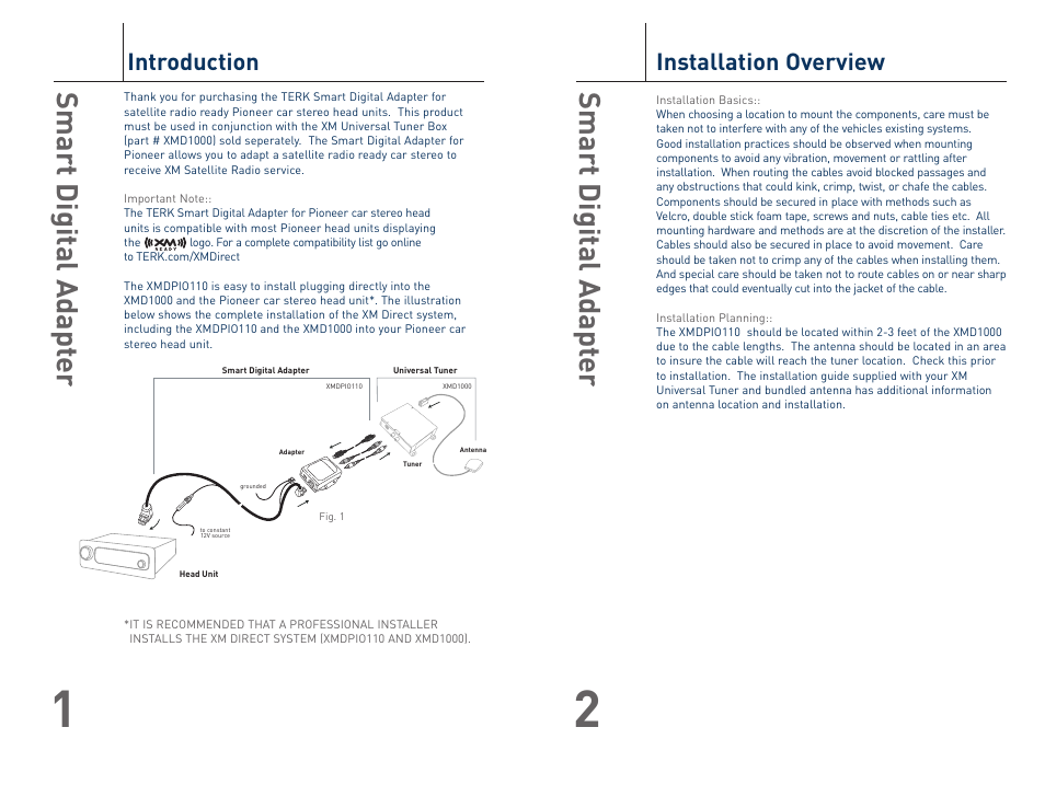 Smart digit al adapt er, Installation overview, Introduction | TERK Technologies XMDPIO110 User Manual | Page 2 / 6