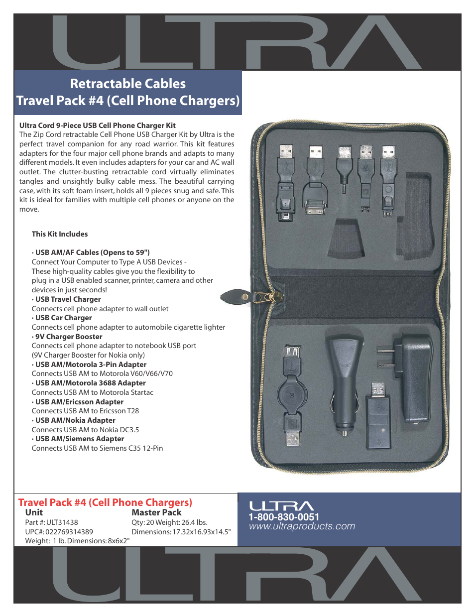 Ultra Products Travel Pack #4 User Manual | 1 page