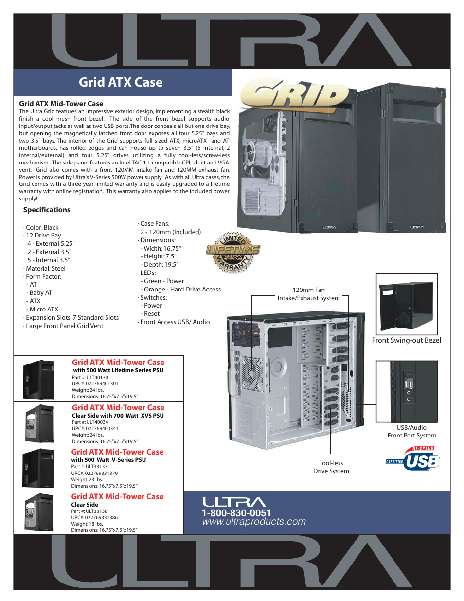 Ultra Products Mid-Tower Case Grid ATX User Manual | 1 page