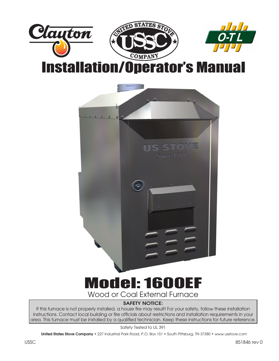 United States Stove Company 1600EF User Manual | 24 pages