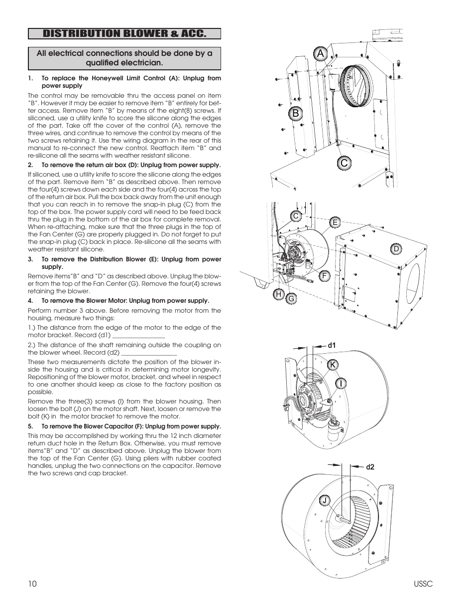 Ac b, Distribution blower & acc | United States Stove Company 1600EF User Manual | Page 10 / 24