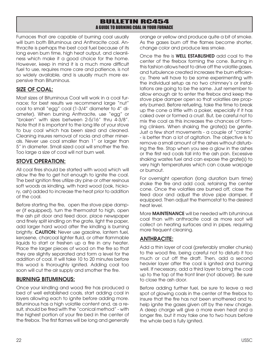 United States Stove Company 1600EF User Manual | Page 22 / 24