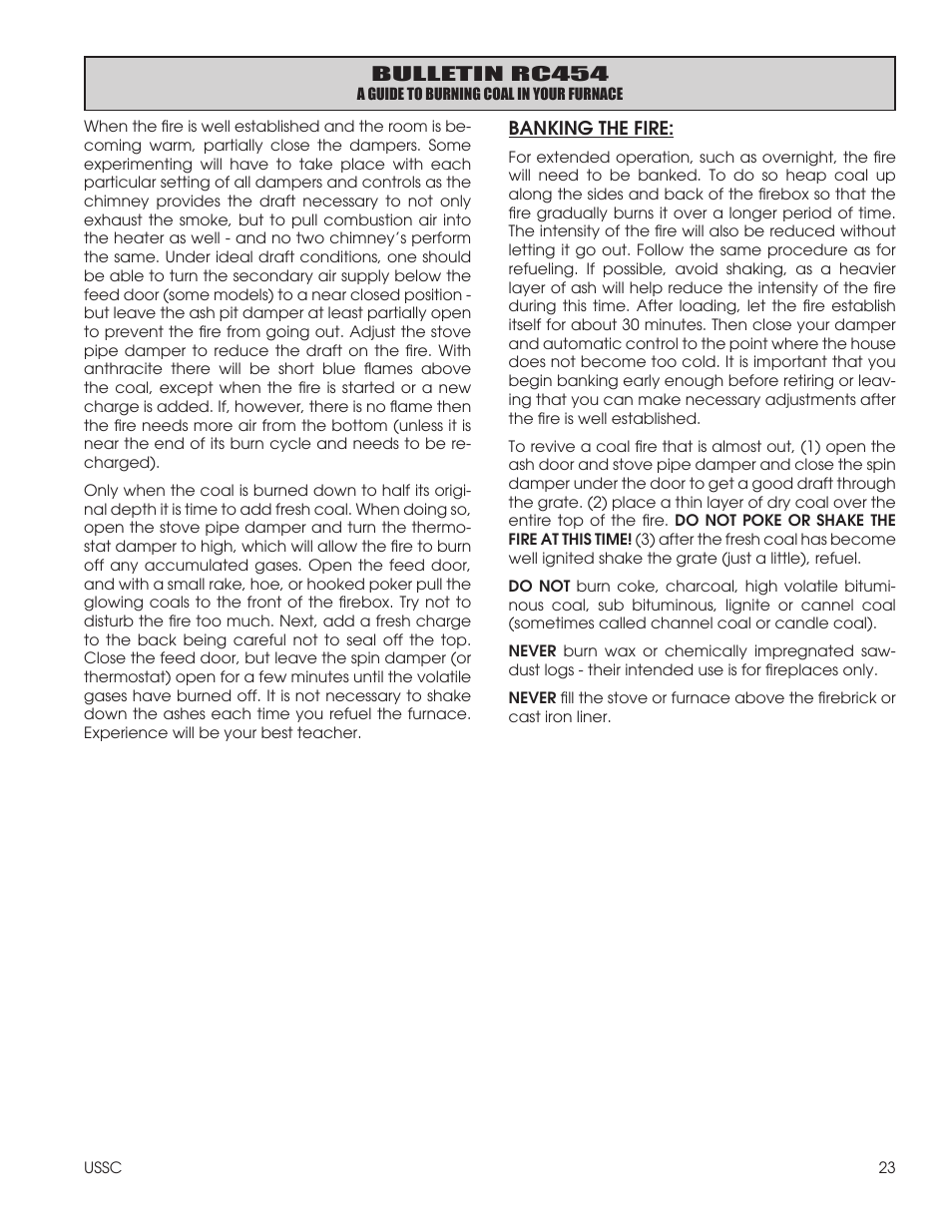United States Stove Company 1600EF User Manual | Page 23 / 24