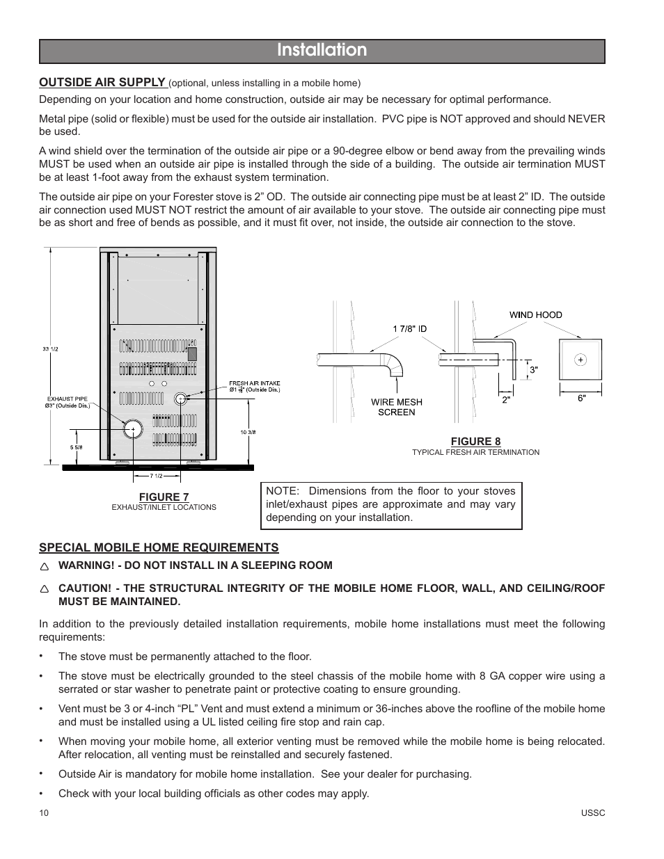 Installation | United States Stove Company 58242 User Manual | Page 10 / 20