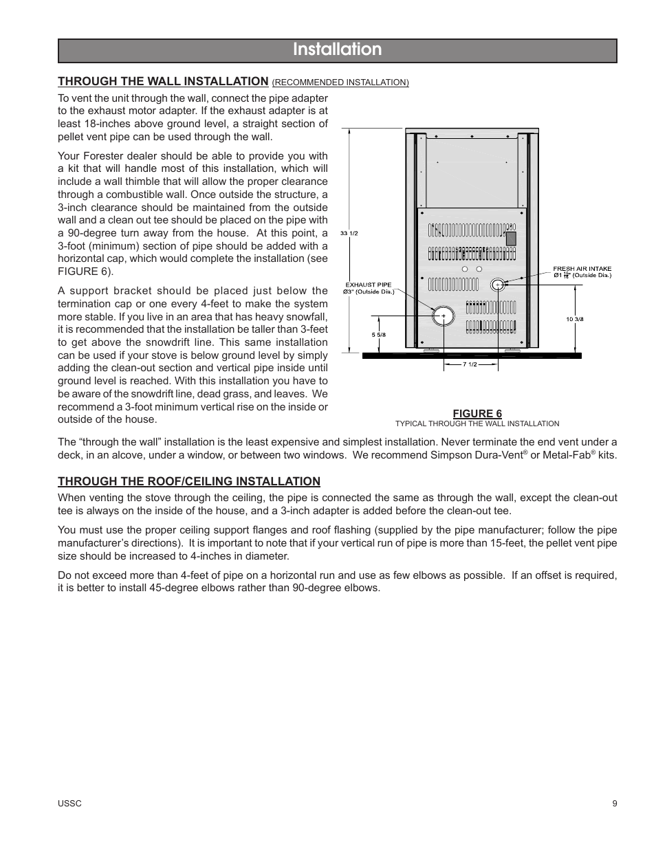 Installation | United States Stove Company 58242 User Manual | Page 9 / 20
