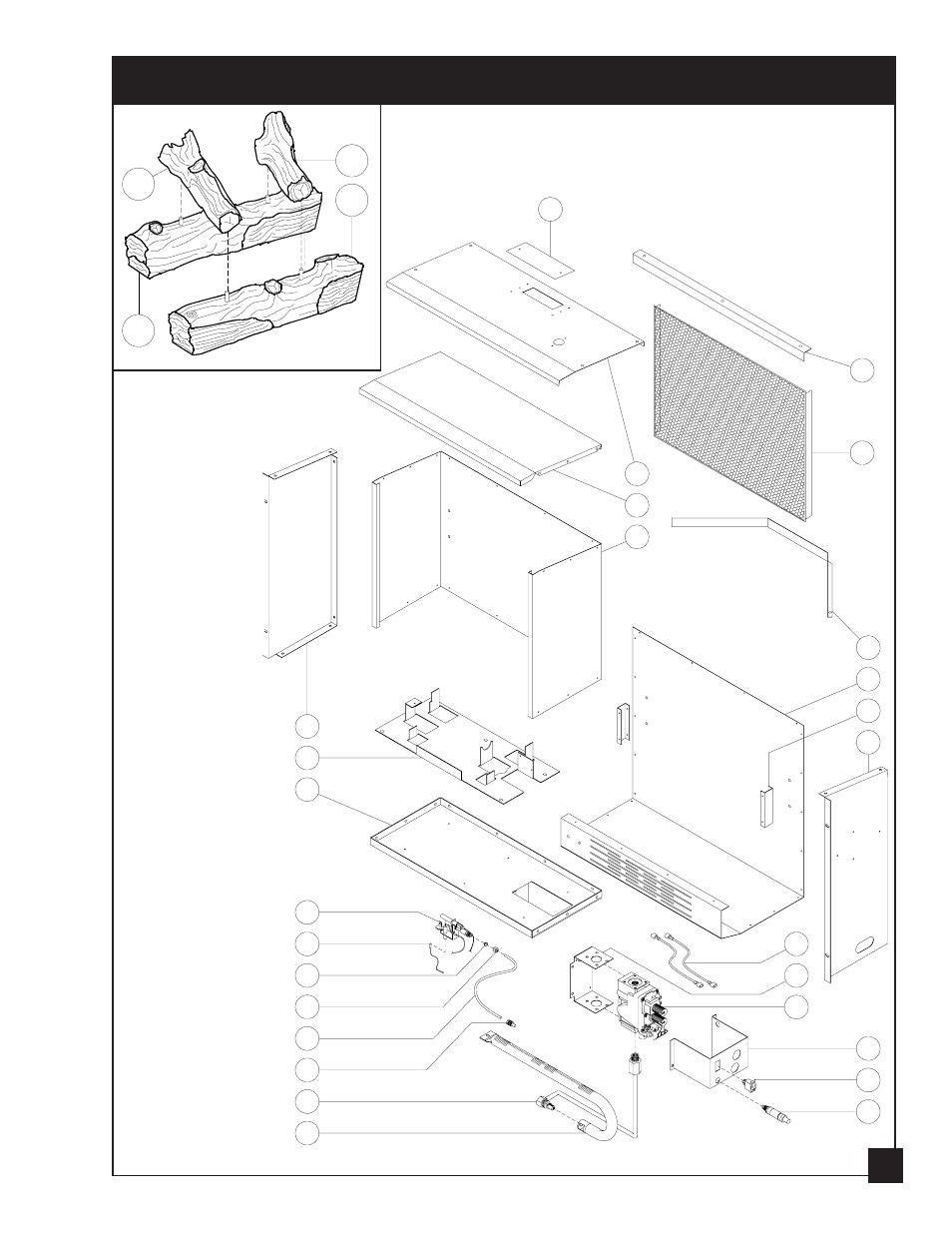 Parts diagram and parts list | United States Stove Company 2020L User Manual | Page 19 / 28
