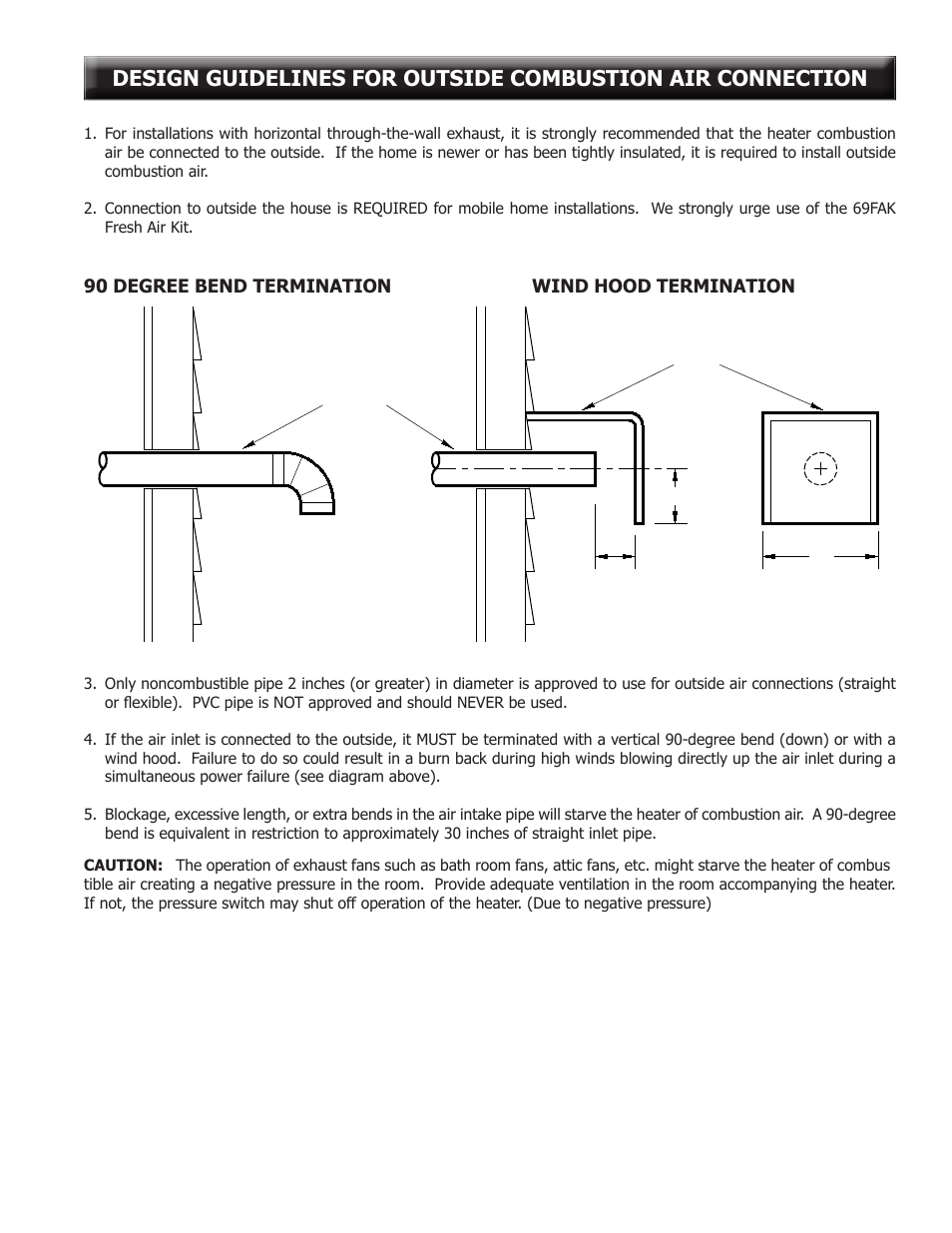 2” min. diameter wind hood 2” 3” 6 | United States Stove Company 6041TP User Manual | Page 11 / 32