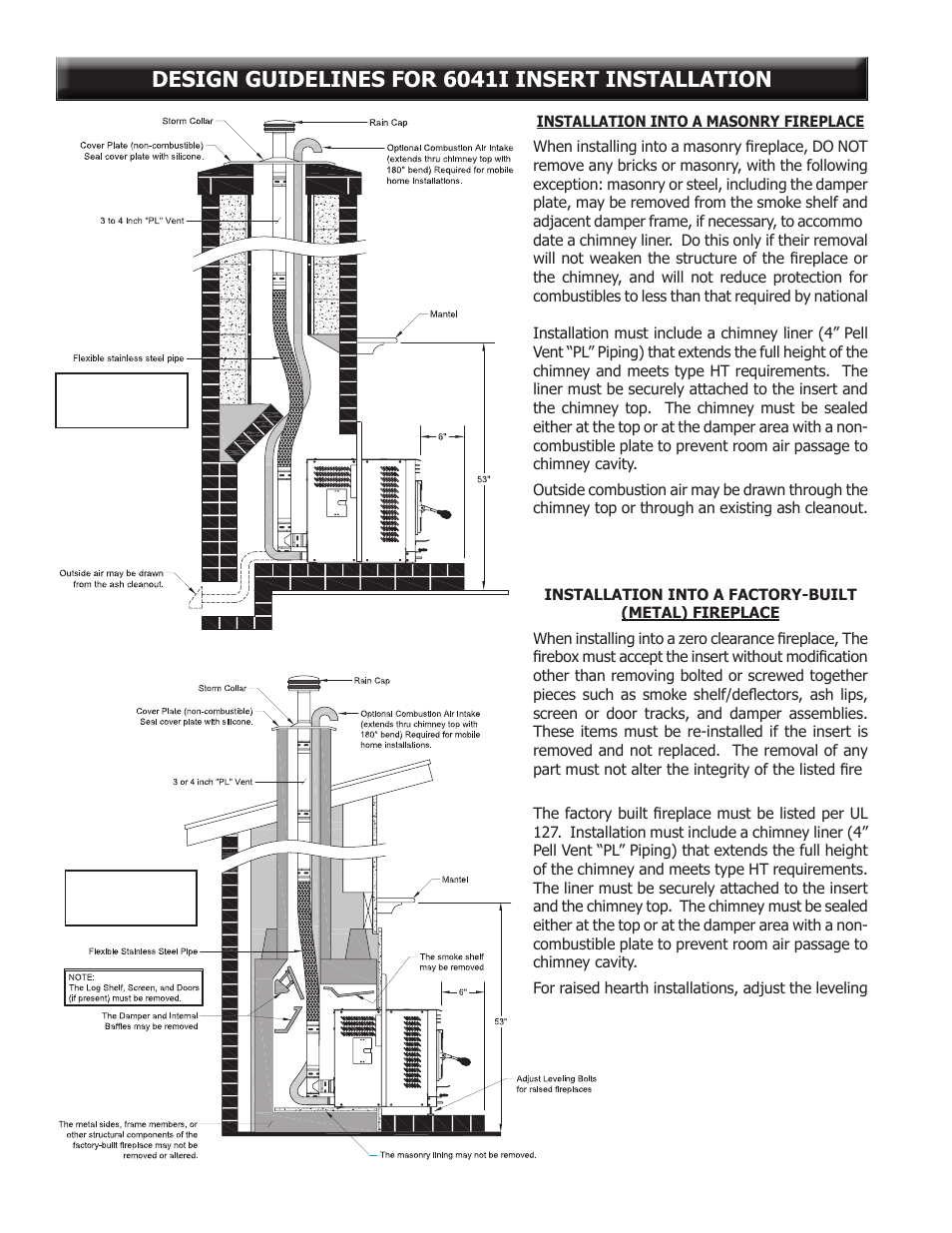 Design guidelines for 6041i insert installation | United States Stove Company 6041TP User Manual | Page 16 / 32