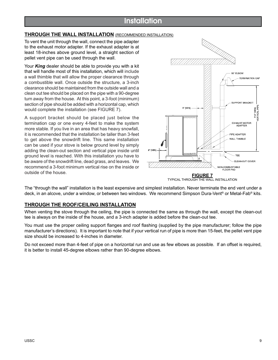 Installation | United States Stove Company 5510 User Manual | Page 9 / 24