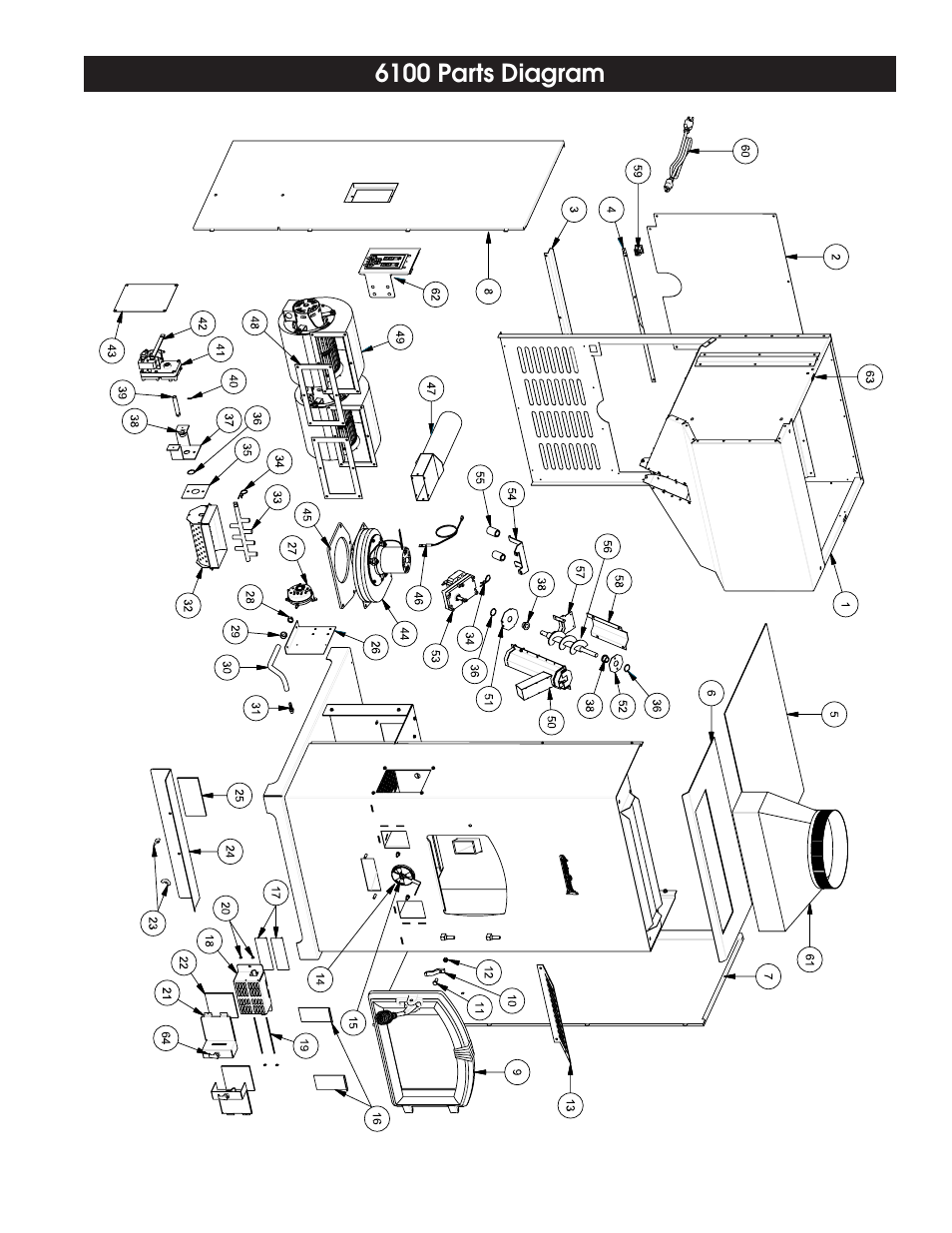6100 parts diagram | United States Stove Company 6110 User Manual | Page 17 / 24