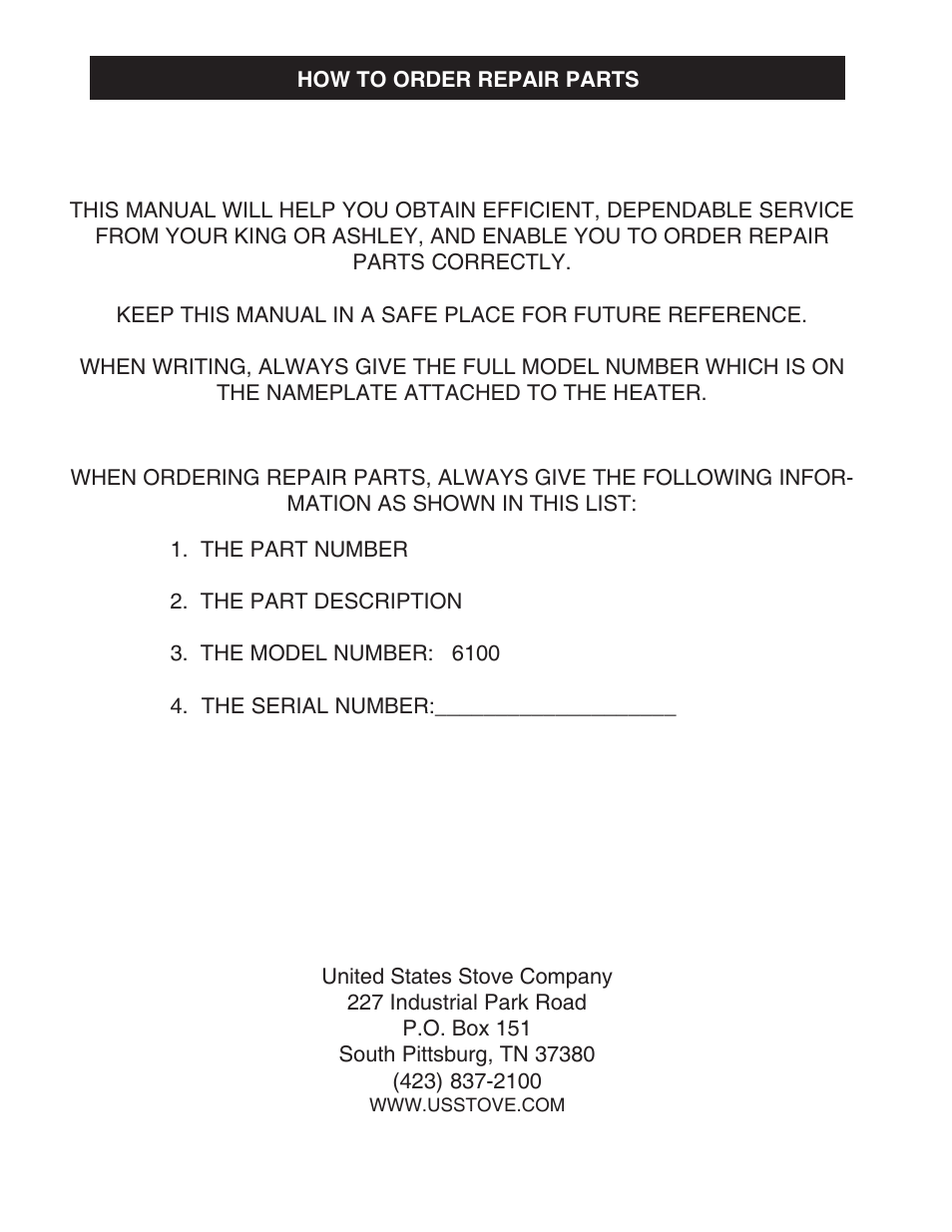 United States Stove Company 6110 User Manual | Page 24 / 24
