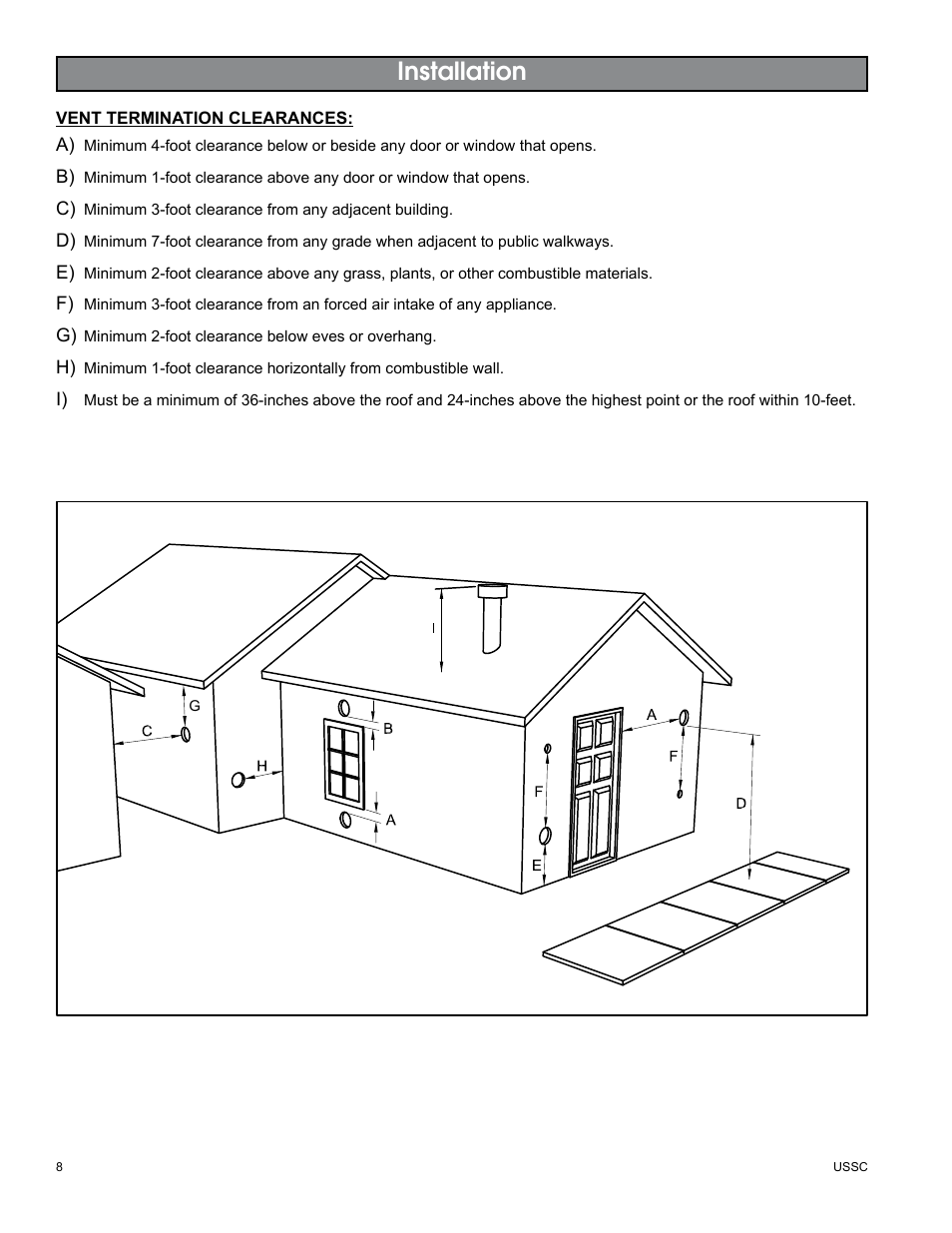 Installation | United States Stove Company KING/ASHLEY PELLET STOVE 5500M User Manual | Page 8 / 24