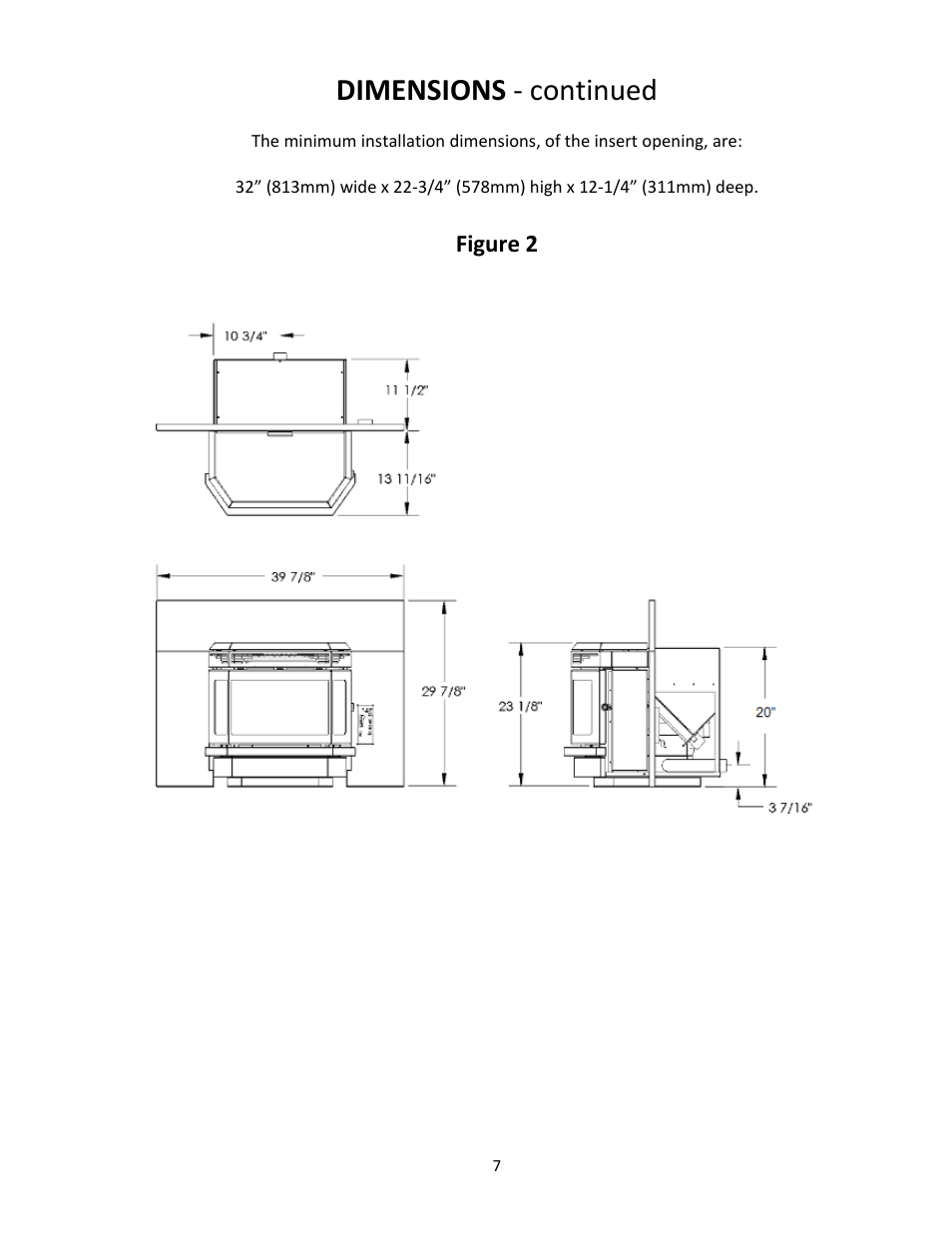 Dimensions ‐ continued, Figure 2 | United States Stove Company PELLET 5660(I) User Manual | Page 7 / 40