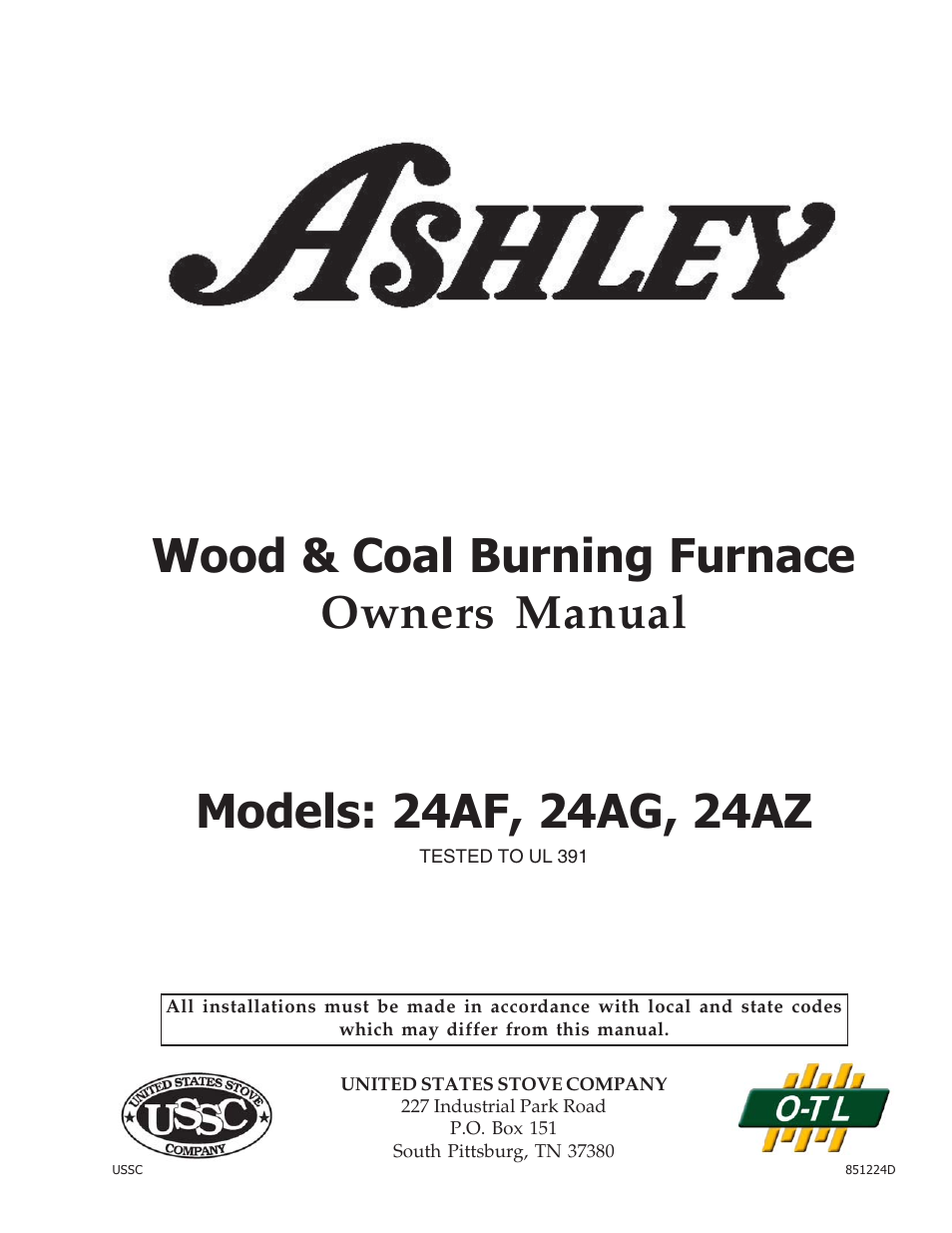 United States Stove Company 24AZ User Manual | 28 pages