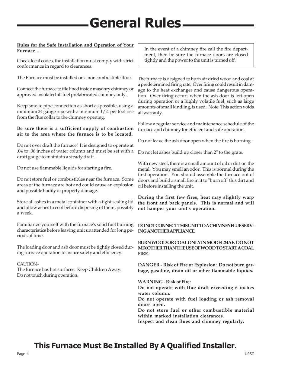 General rules | United States Stove Company 24AZ User Manual | Page 4 / 28