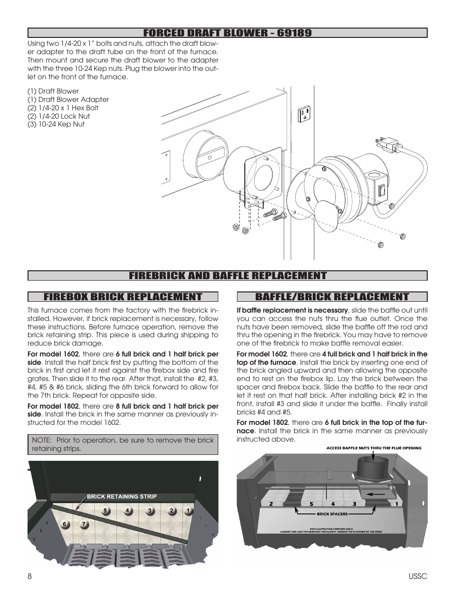 Firebox brick replacement | United States Stove Company 1602G User Manual | Page 8 / 20