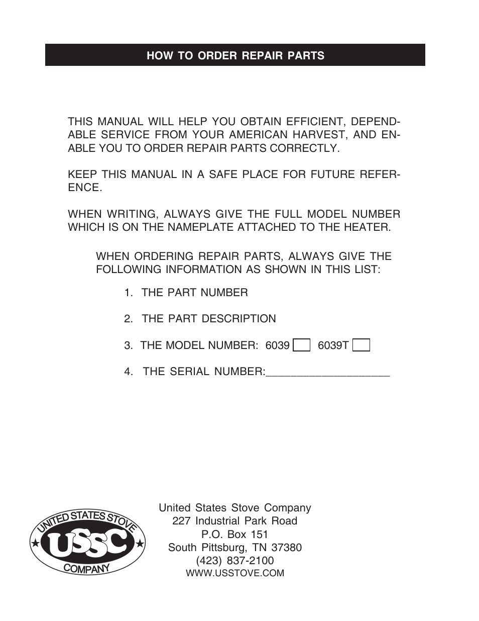 United States Stove Company 6039 User Manual | Page 24 / 24