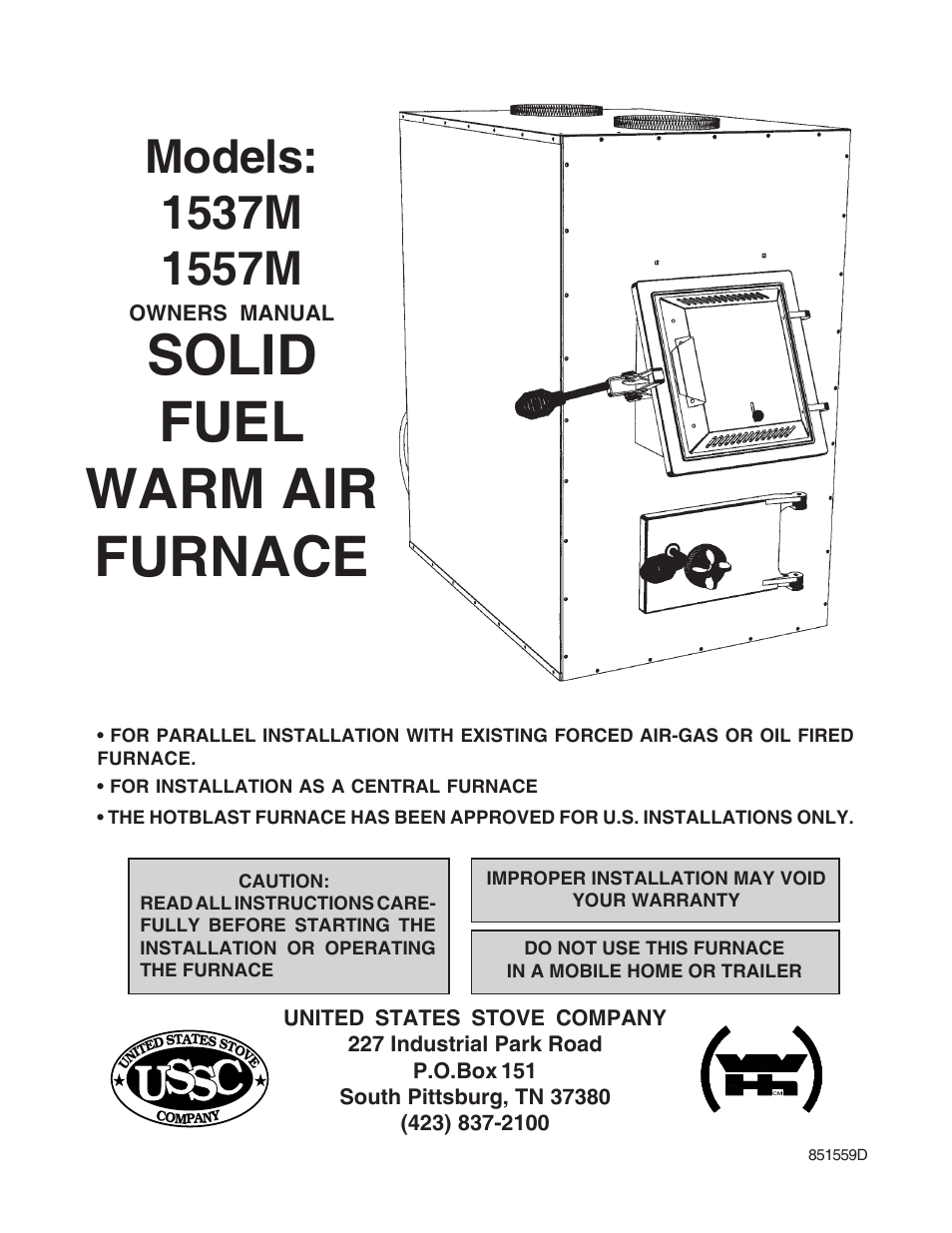 United States Stove Company 1557M User Manual | 28 pages