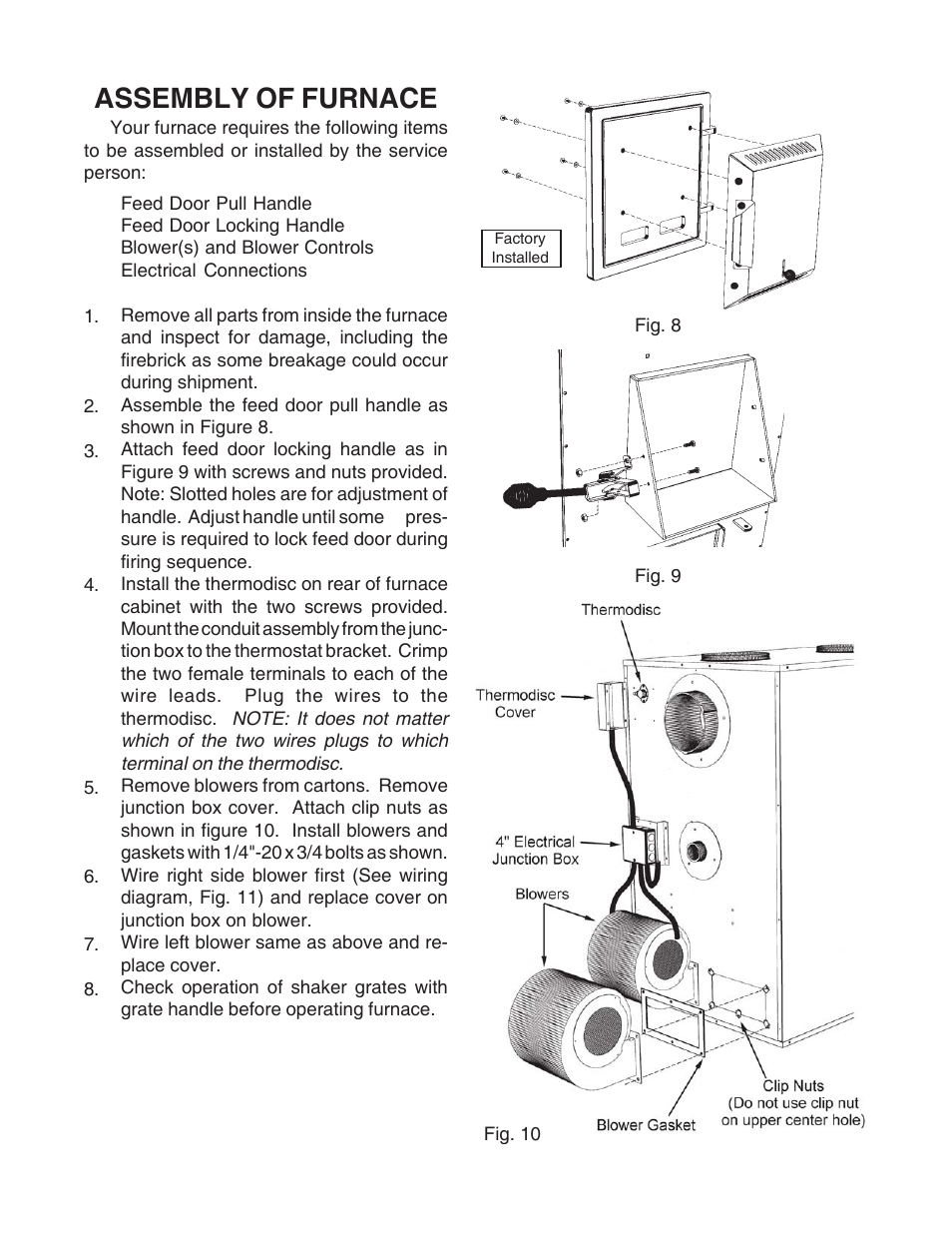 Assembly of furnace | United States Stove Company 1557M User Manual | Page 10 / 28